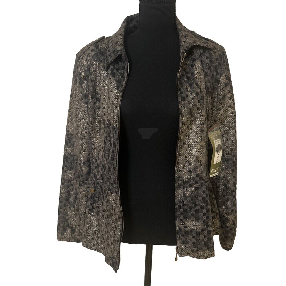 Erin London Gray/Beige/Black Lined Zip Up Jacket Size Small- NWT Retail $88